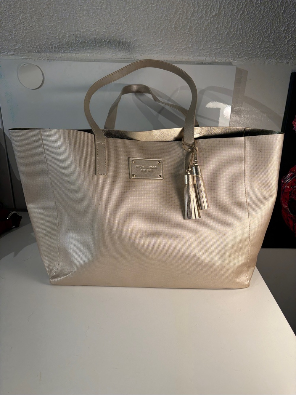 Michael Kors Metallic Champagne Tote with Tassel